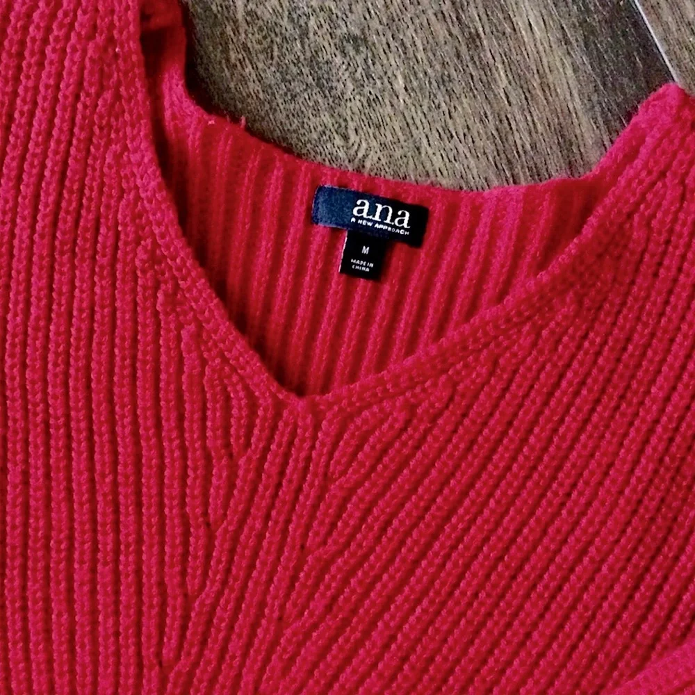 a.n.a. Oversized V-neck Shaker Sweater Red M